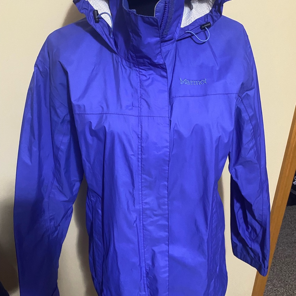 Marmot Hyvant zip -up rain Jacket Sz L  hooded activewear pockets flaws